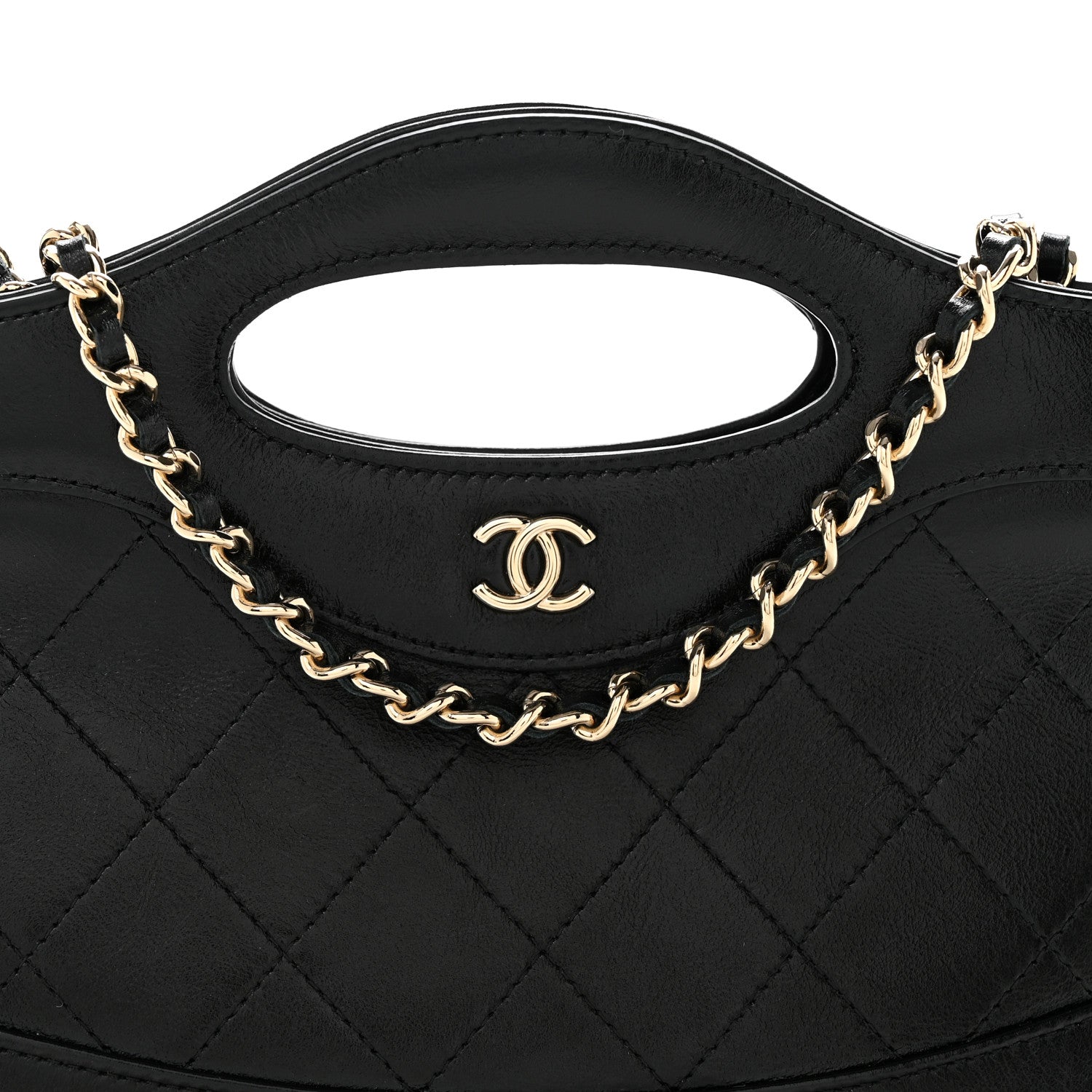 Chanel Shiny Crumpled Calfskin Quilted Nano 31 Shopping Bag Black 8 of 11
