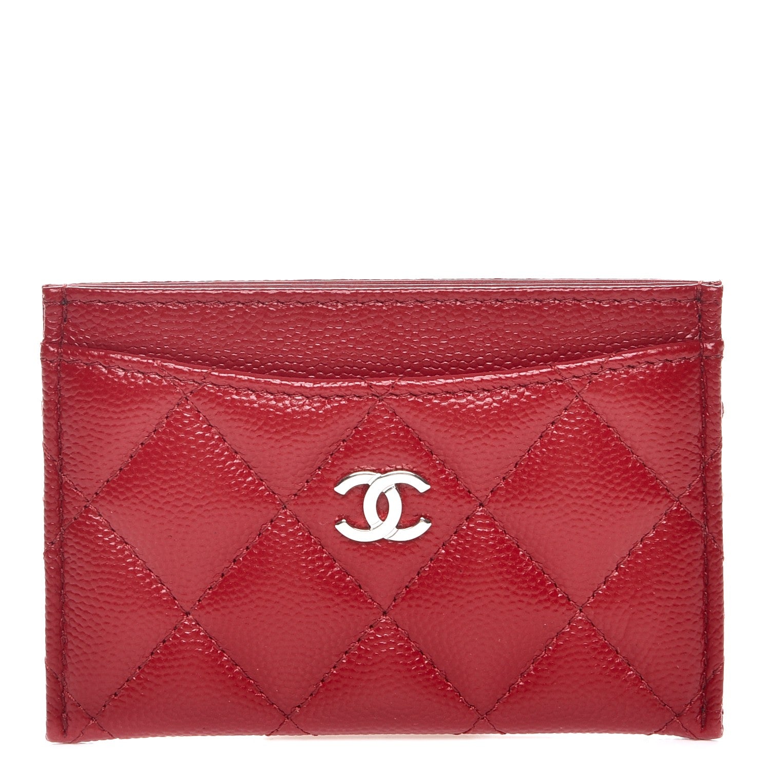 Chanel Caviar Quilted Card Holder Dark Red 1 of 9