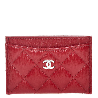 Chanel Caviar Quilted Card Holder Dark Red 1 of 9