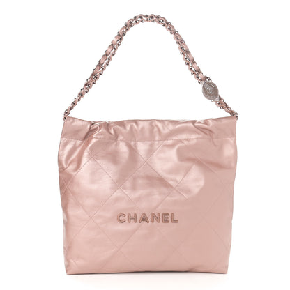 Chanel Metallic Calfskin Quilted Small Chanel 22 Pink 3 of 12