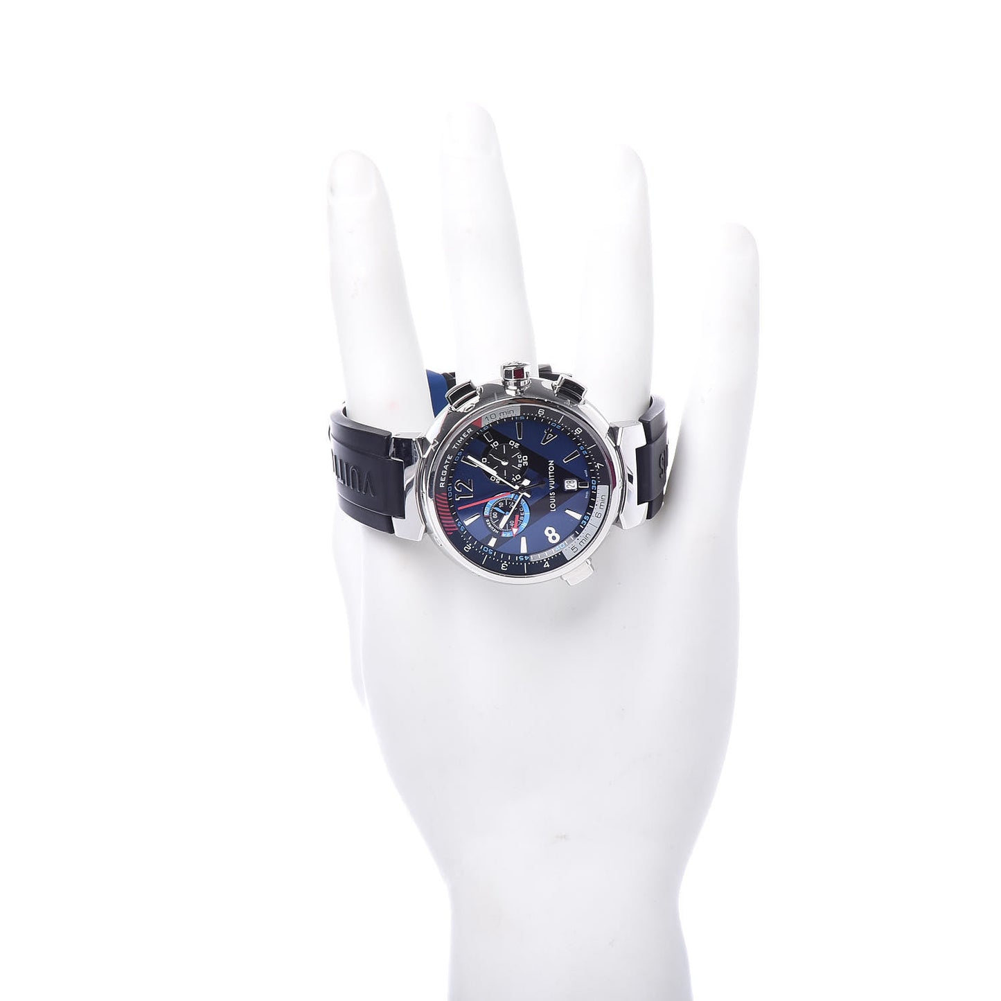 Stainless Steel Rubber 44mm Tambour Regatta Quartz Watch Blue