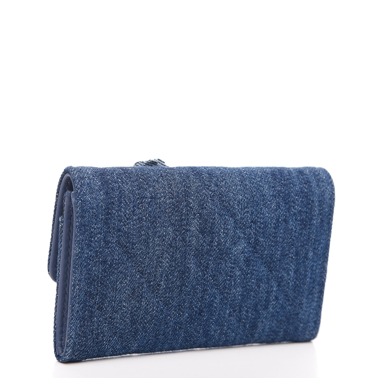 Chanel Denim Camelia Charms Card Holder Blue 2 of 8