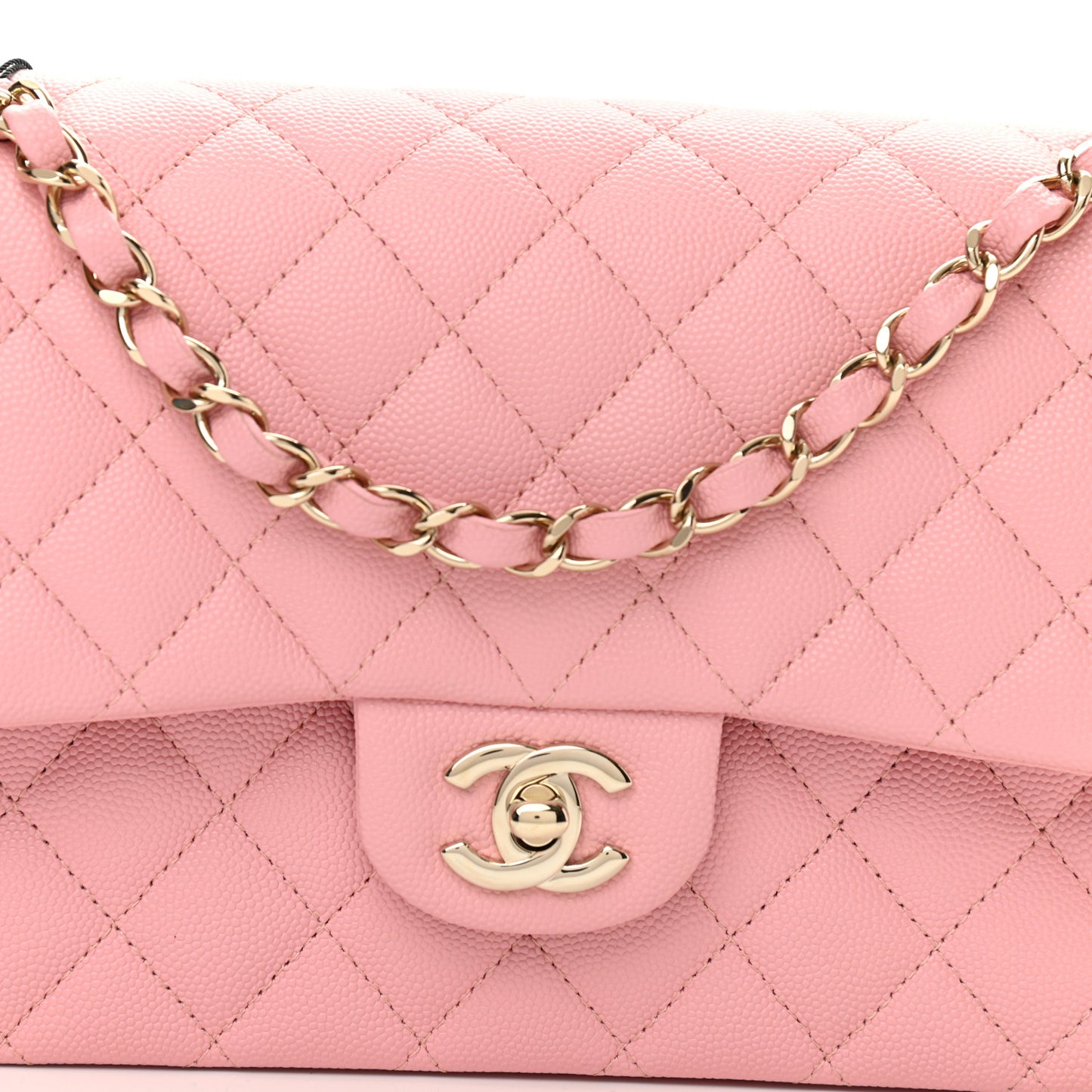 Caviar Quilted Medium Double Flap Pink