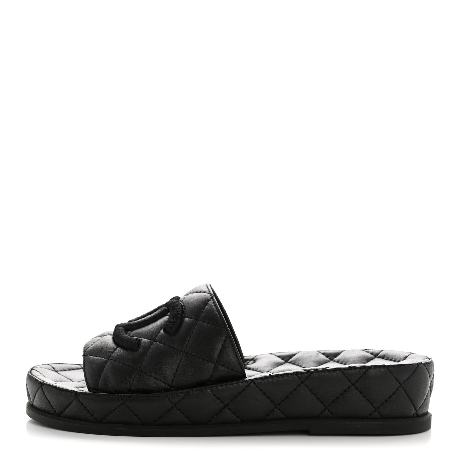 Chanel Lambskin Quilted CC Mules Sandals 35 Black 1 of 11