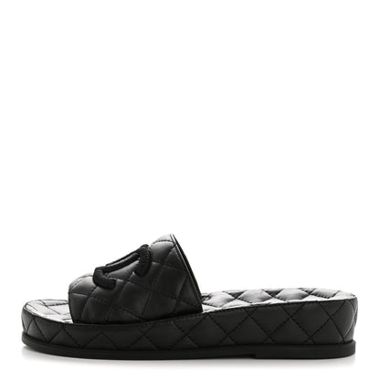 Chanel Lambskin Quilted CC Mules Sandals 35 Black 1 of 11