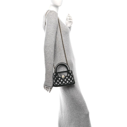 Chanel Shiny Aged Calfskin Quilted Nano Kelly Shopper Black 2 of 11