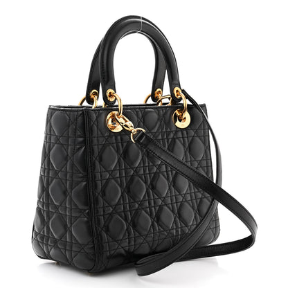 Christian Dior Lambskin Cannage Medium Lady Dior Black 3 of 13