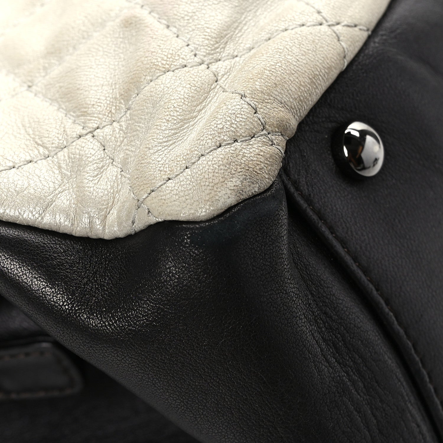 Chanel Metallic Lambskin Quilted Timeless CC Tote White Black 11 of 14