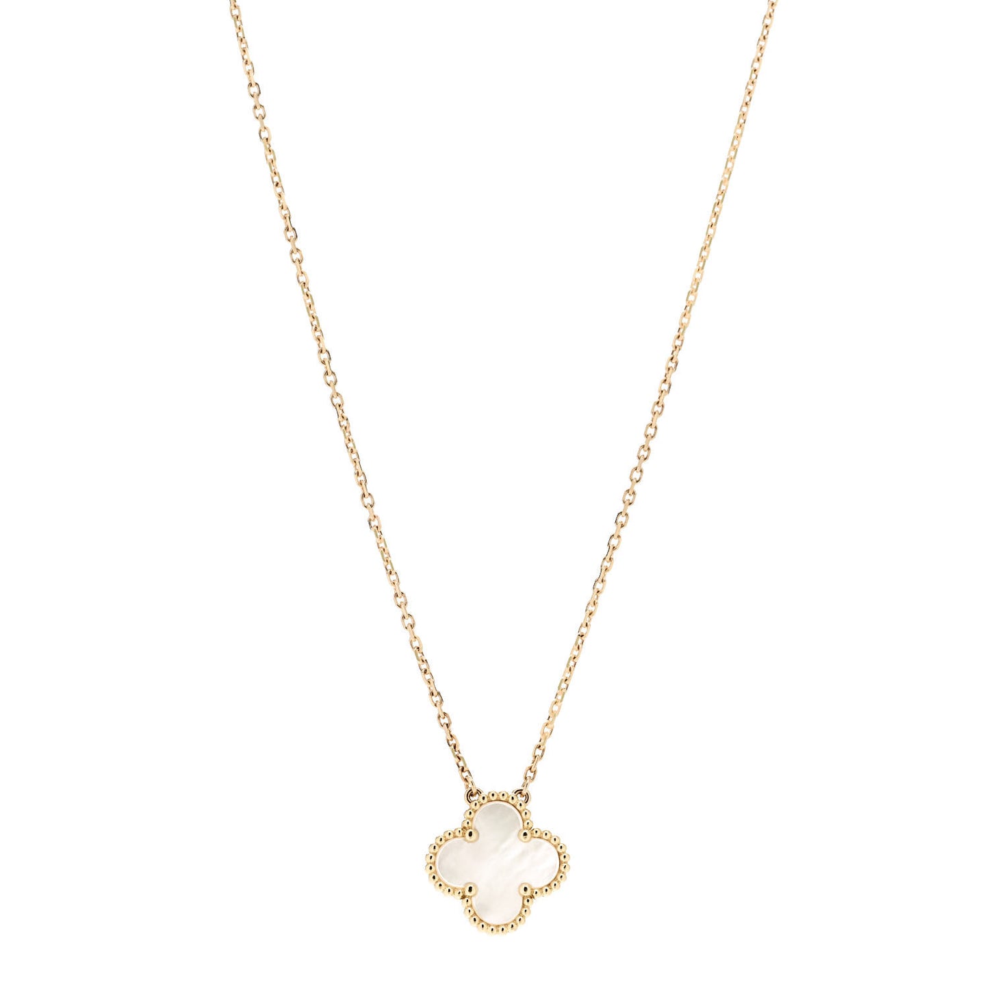 18K Yellow Gold Mother of Pearl Vintage Alhambra Pendant Necklace