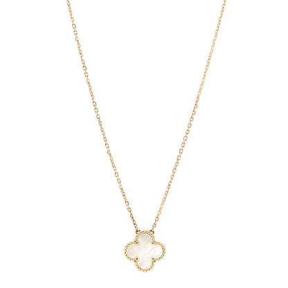 Van Cleef & Arpels 18K Yellow Gold Mother of Pearl Vintage Alhambra Pendant Necklace 1 of 5