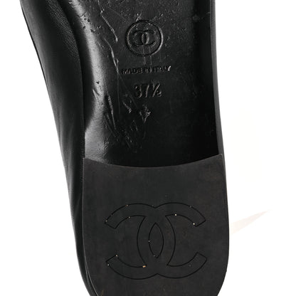 Chanel Lambskin Patent Calfskin Cap Toe Ankle Chain Ballerina Flats 37.5 Black 9 of 17