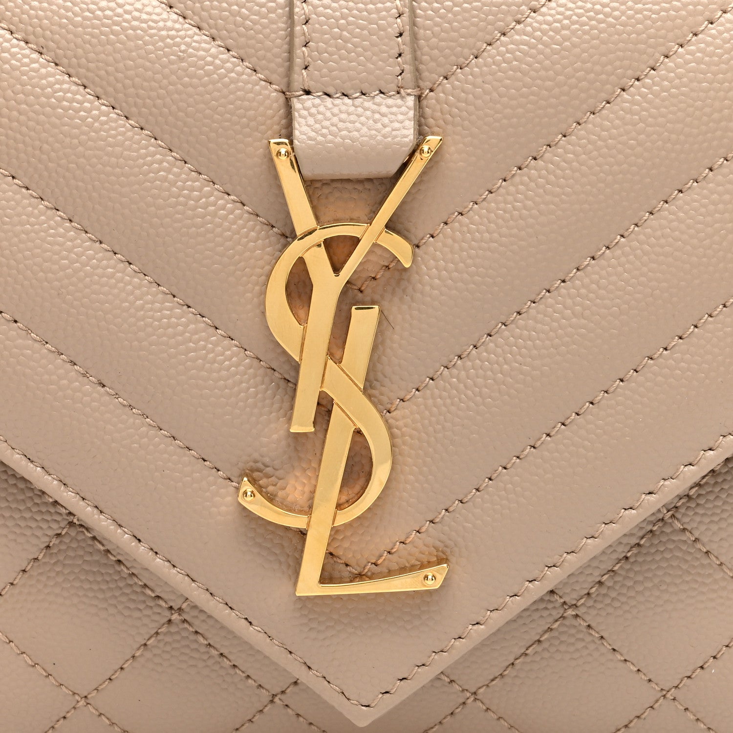 Saint Laurent Grain De Poudre Textured Mixed Matelasse Triquilt Small Monogram Satchel Dark Beige 7 of 9