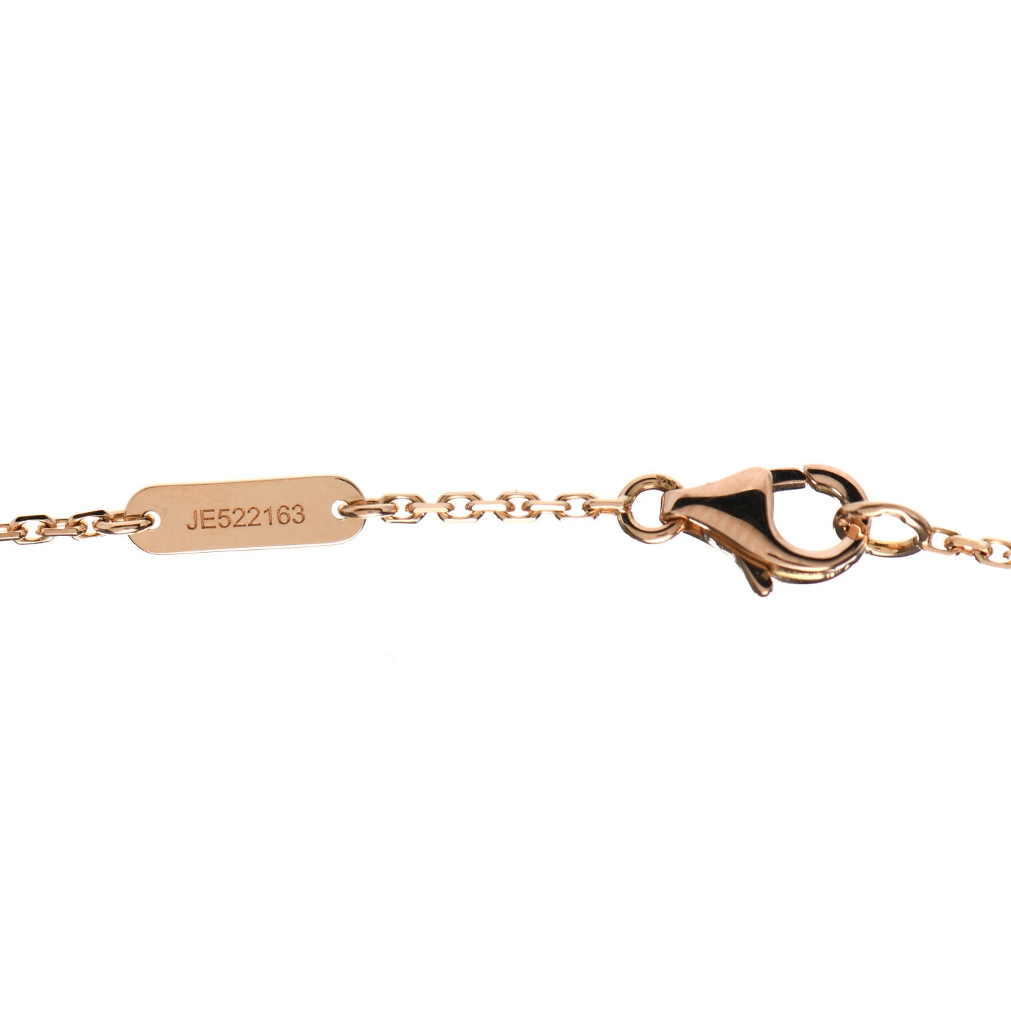 18K Rose Gold Diamond Pink Porcelain Vintage Alhambra Pendant Necklace