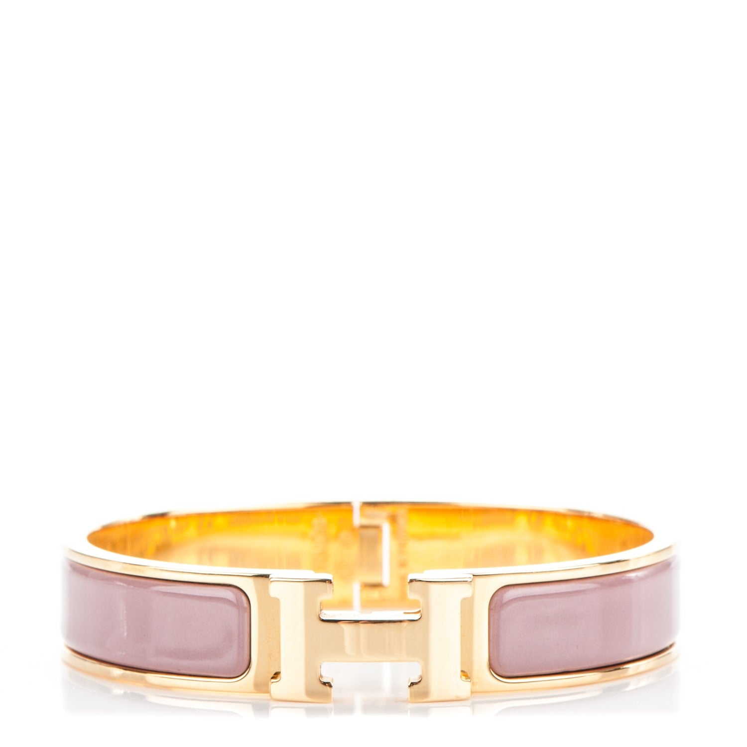 Hermes Enamel Narrow Clic Clac H Bracelet PM Bois De Rose 1 of 4