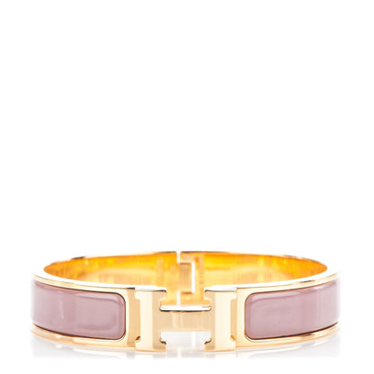 Hermes Enamel Narrow Clic Clac H Bracelet PM Bois De Rose 1 of 4