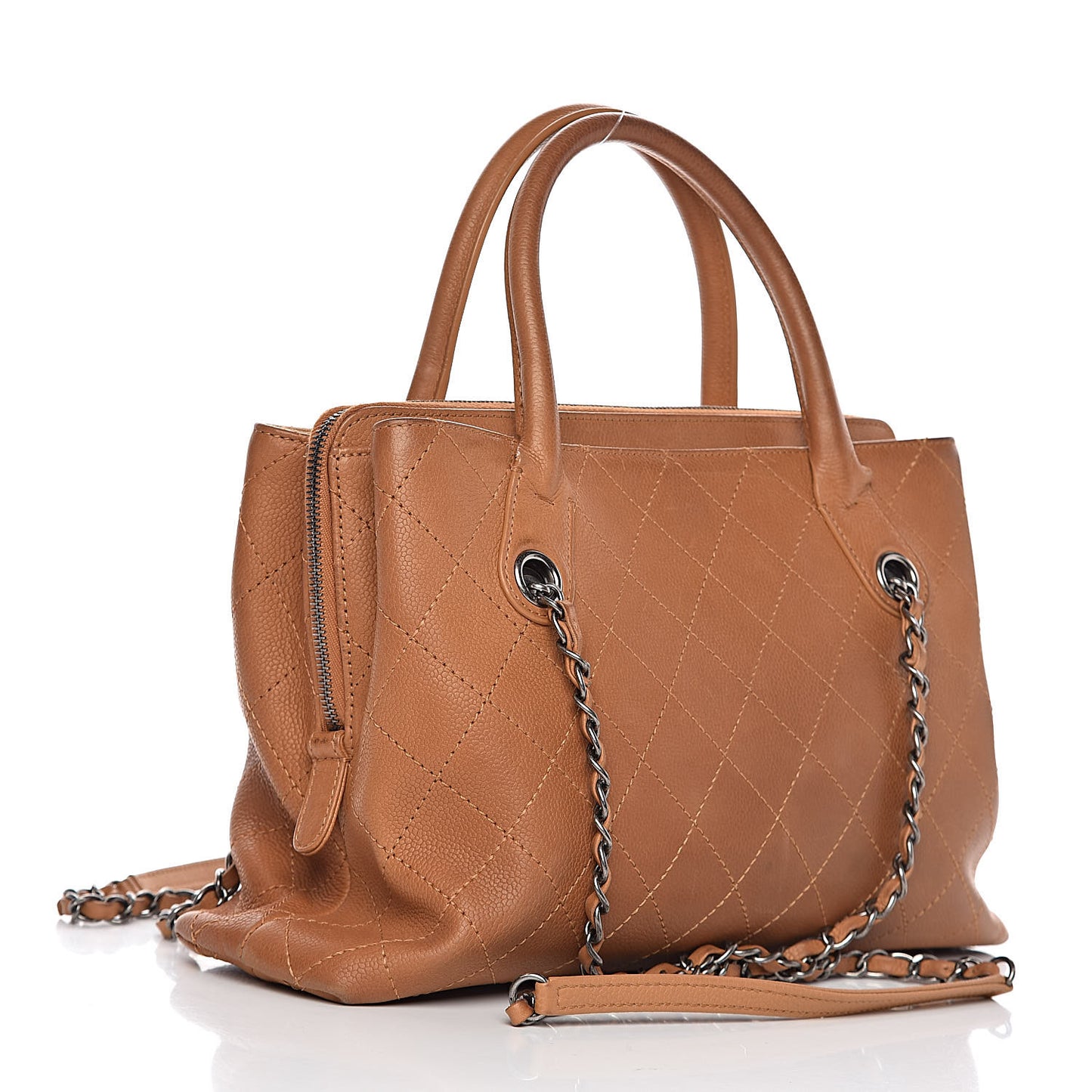 Grained Vegetal Calfskin Small Urban Shopping Tote Camel