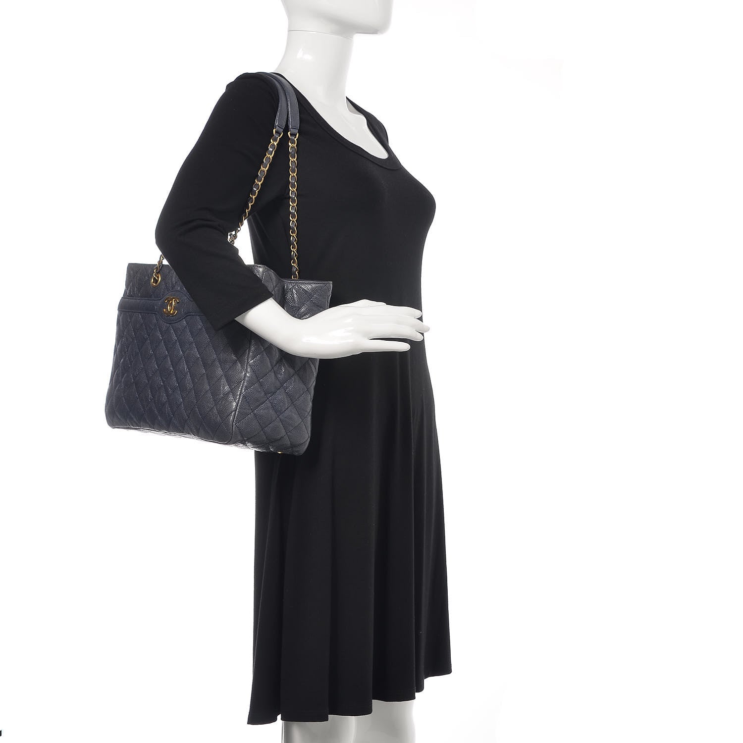 Chanel Crumpled Grained Calfskin Quilted Tote Blue 2 of 15