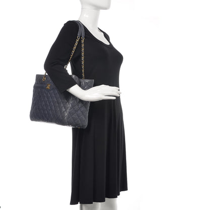 Chanel Crumpled Grained Calfskin Quilted Tote Blue 2 of 15