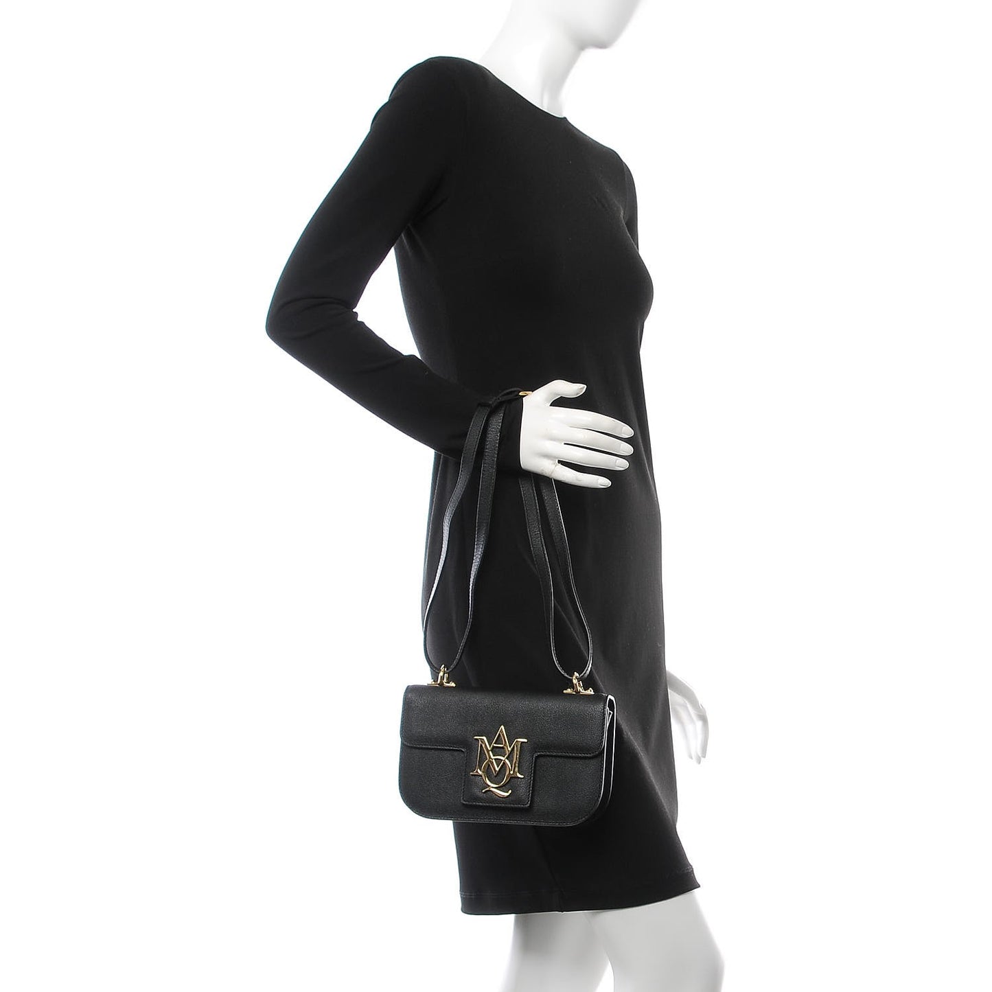 Little Stones Calfskin Small Insignia Flap Black