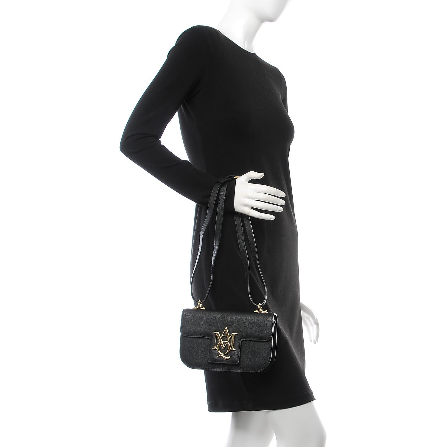 Alexander McQueen Little Stones Calfskin Small Insignia Flap Black 3 of 8