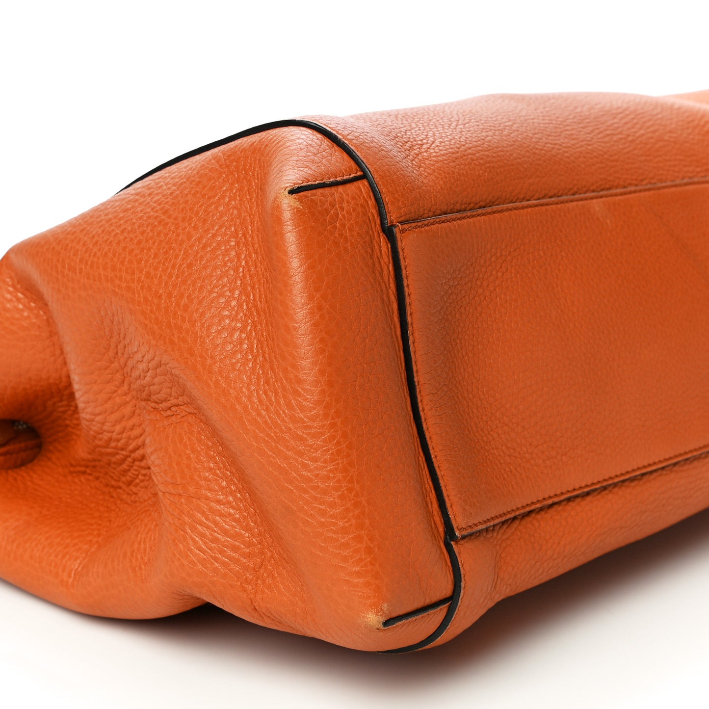 Pebbled Calfskin Large Lady Tassel Top Handle Bag Orange