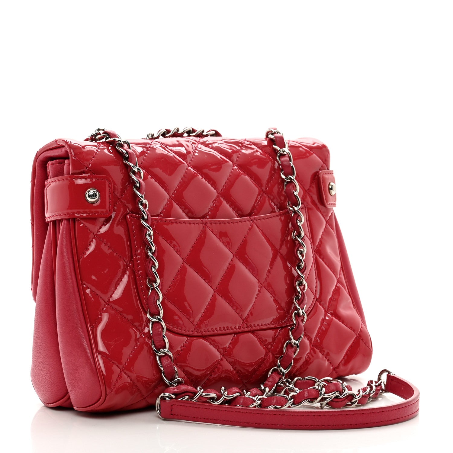 Chanel Patent Quilted Small Rock In Rome Single Flap Dark Pink 3 of 13
