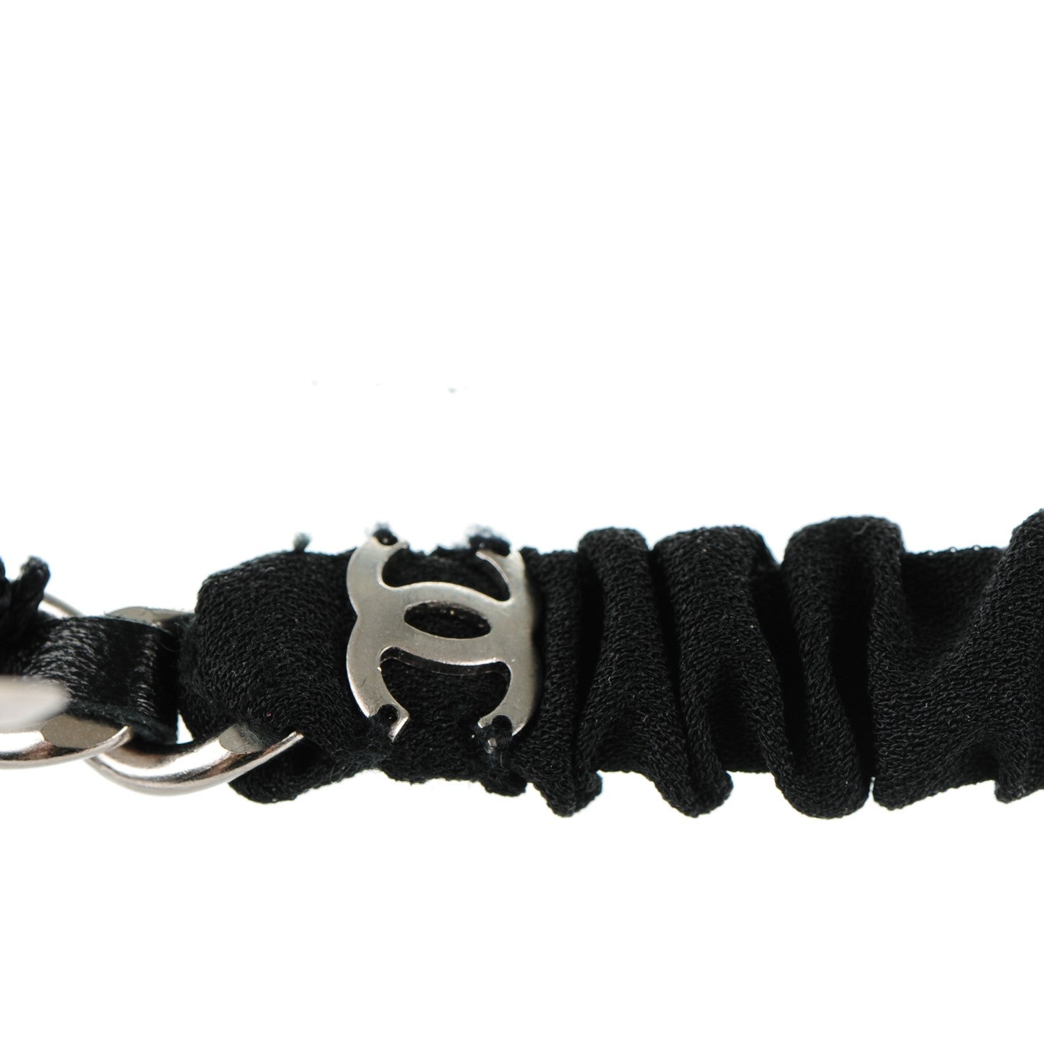 Chanel Lambskin Chain CC Headband Black Silver 4 of 4