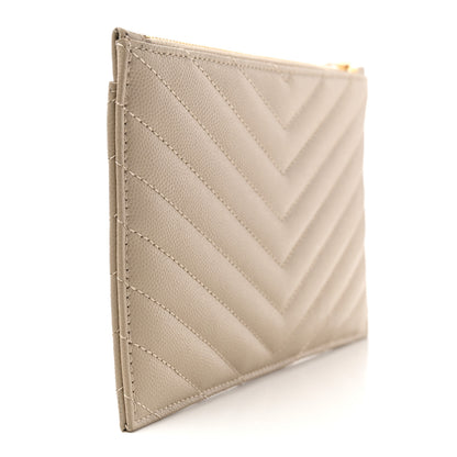 Saint Laurent Grain De Poudre Chevron Monogram Bill Pouch Sea Salt 3 of 8