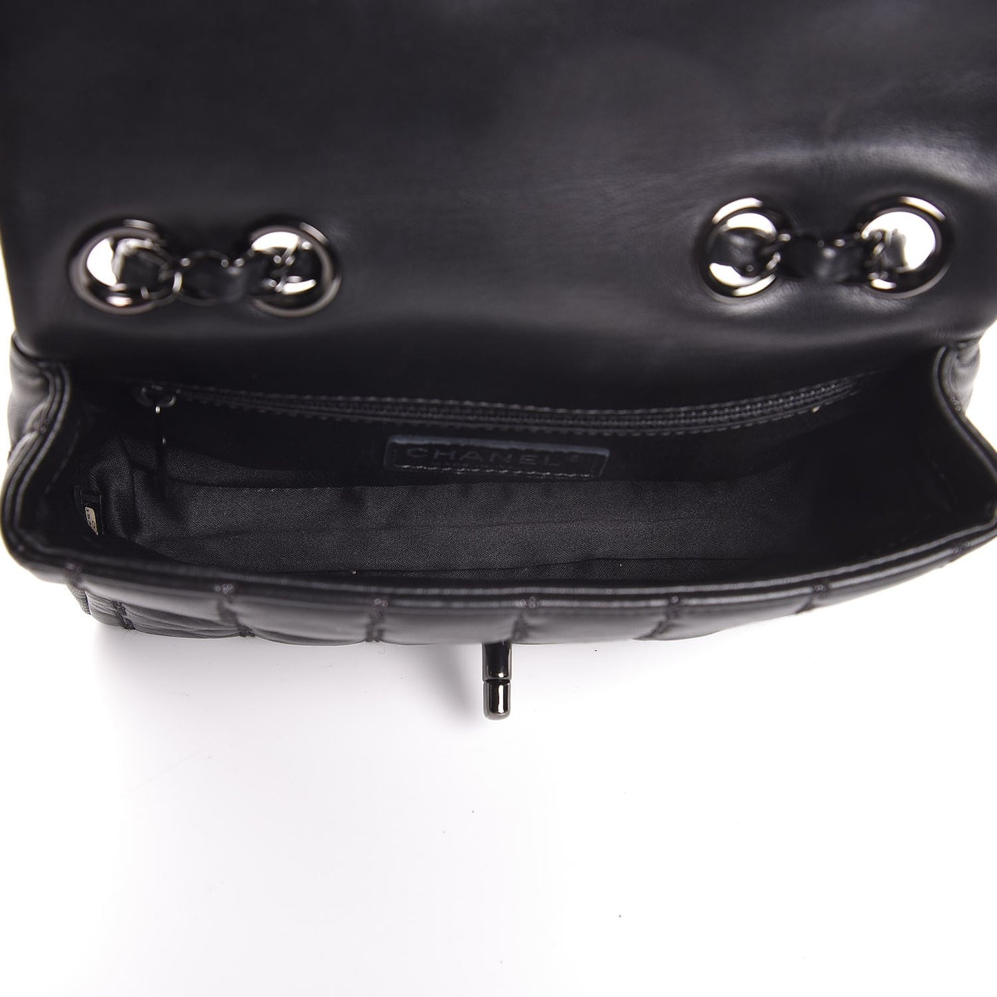 Lambskin Vertical Stitched Mini Flap Black