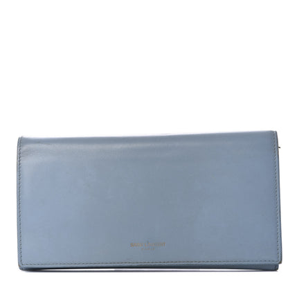 Saint Laurent Calfskin Classic Large Marquage Flap Wallet Blue 1 of 10