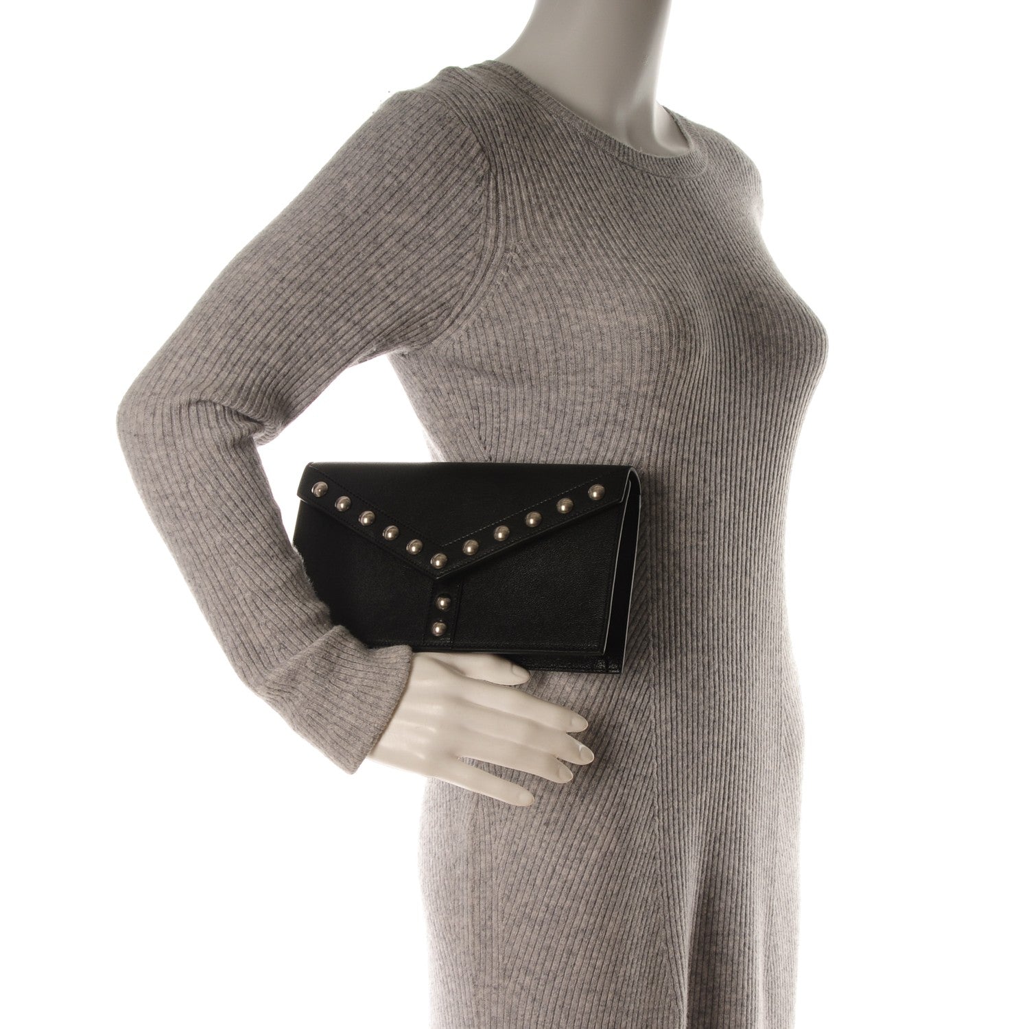 Saint Laurent Calfskin Y Studs Clutch Black 2 of 6