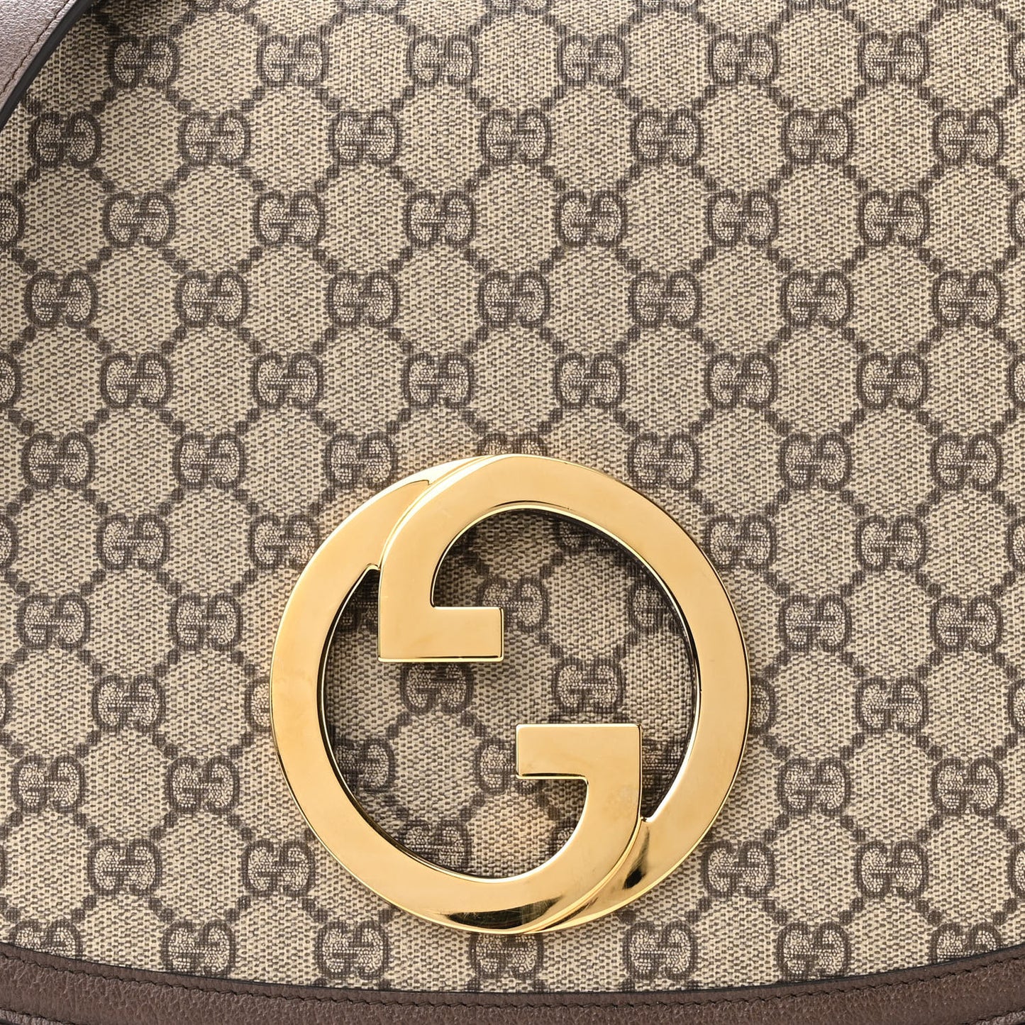GG Supreme Monogram Textured Dollar Calfskin Medium Blondie Shoulder Flap Bag Beige Ebony New Acero