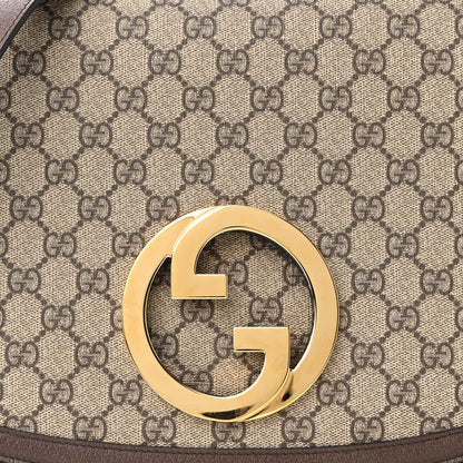 Gucci GG Supreme Monogram Textured Dollar Calfskin Medium Blondie Shoulder Flap Bag Beige Ebony New Acero 7 of 9