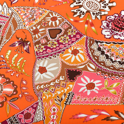 Hermes Cashmere Silk En Attendant Ulysse Shawl 140 Orange Vermillon 3 of 5