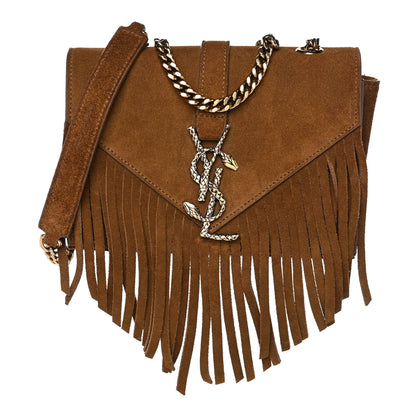 Saint Laurent Suede Fringe Baby Monogram Satchel Light Ocre 1 of 21