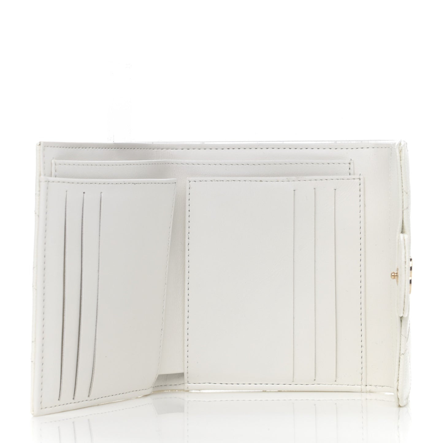 Caviar Quilted Compact Flap Wallet White