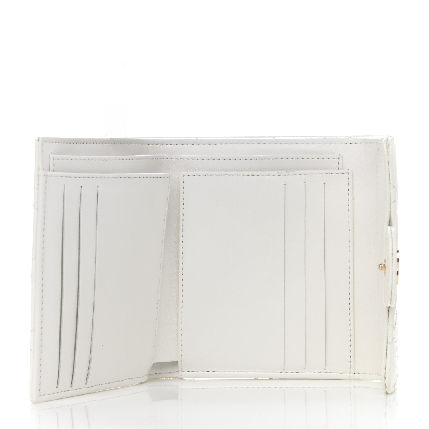 Chanel Caviar Quilted Compact Flap Wallet White 5 of 8