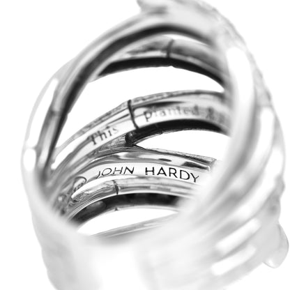 John Hardy Sterling Silver Black Sapphire Bamboo Lava Wide Wrap Ring 55 7.25 5 of 5