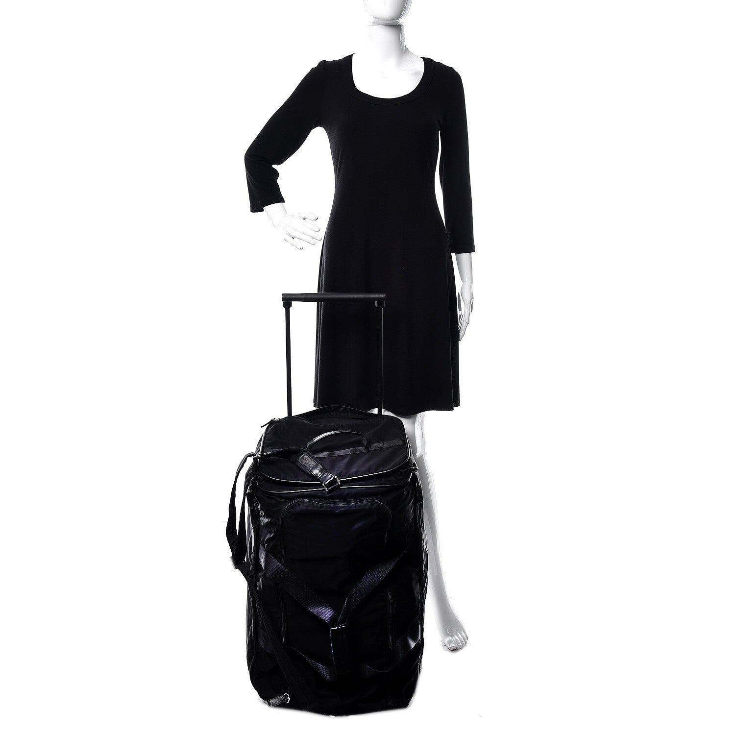 Prada Tessuto Nylon Saffiano Rolling Duffle Black 2 of 18
