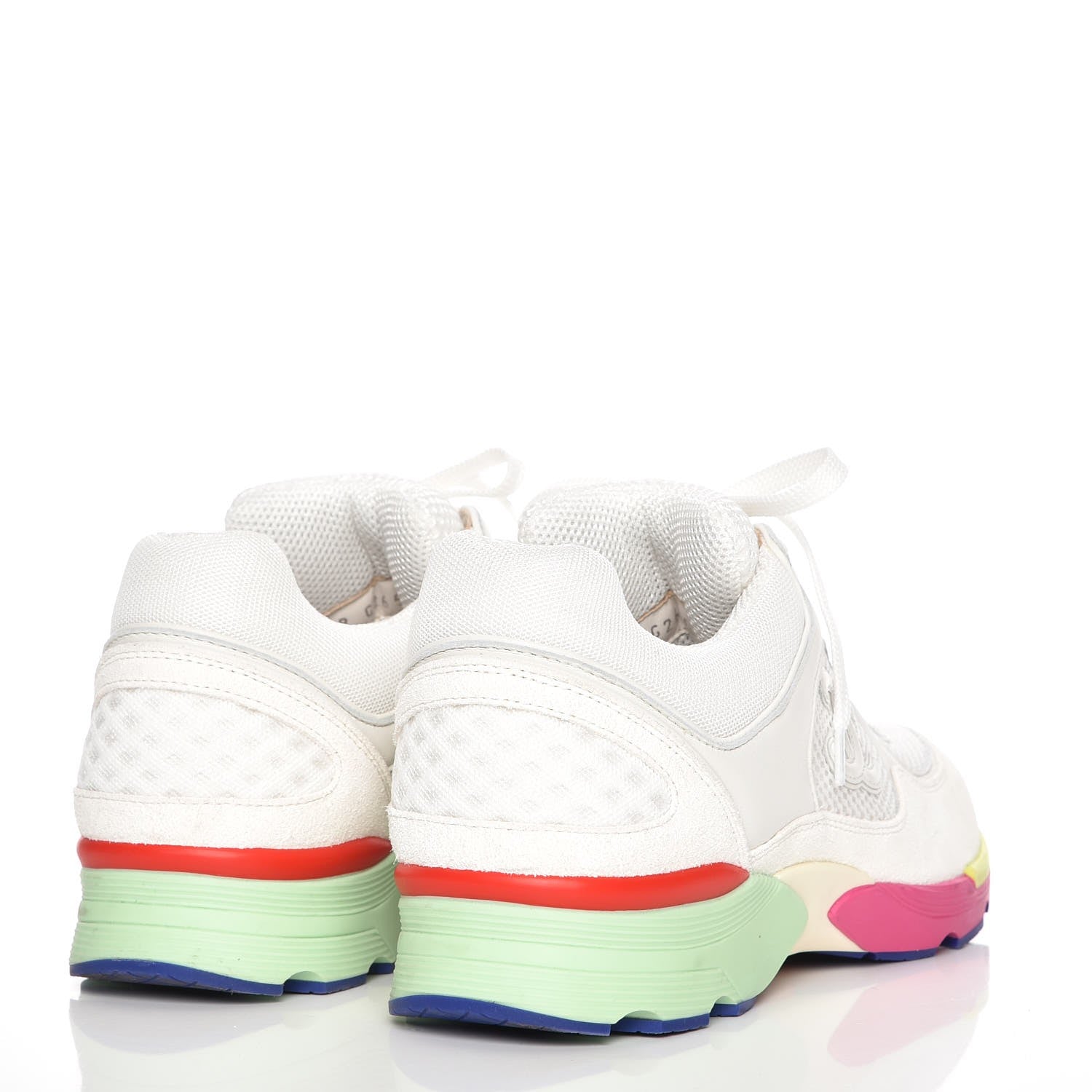 Chanel Suede Calfskin CC Sneakers 40.5 White Pink Green 4 of 9