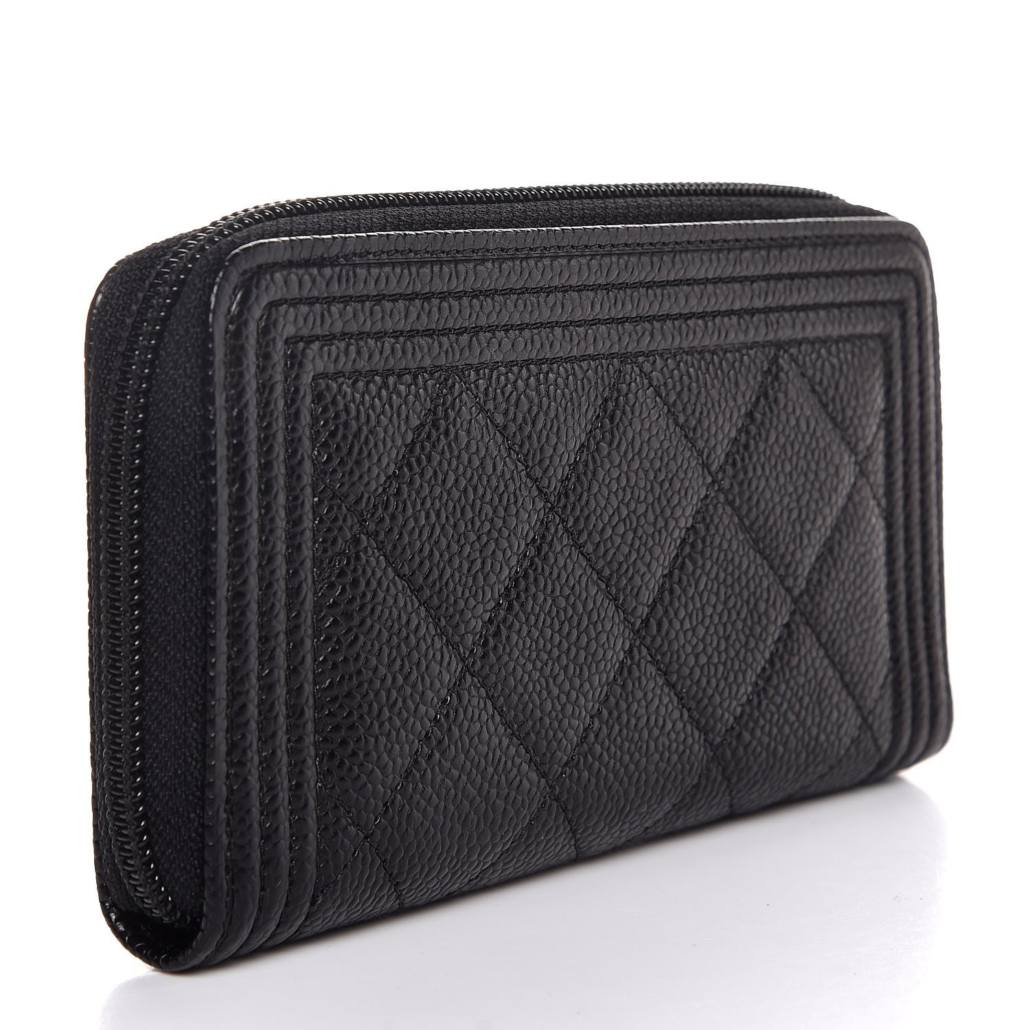 Chanel Caviar Quilted Small Boy Zip Around Wallet Black 3 of 9