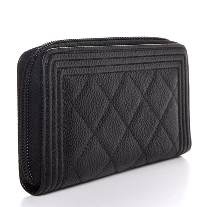 Chanel Caviar Quilted Small Boy Zip Around Wallet Black 3 of 9