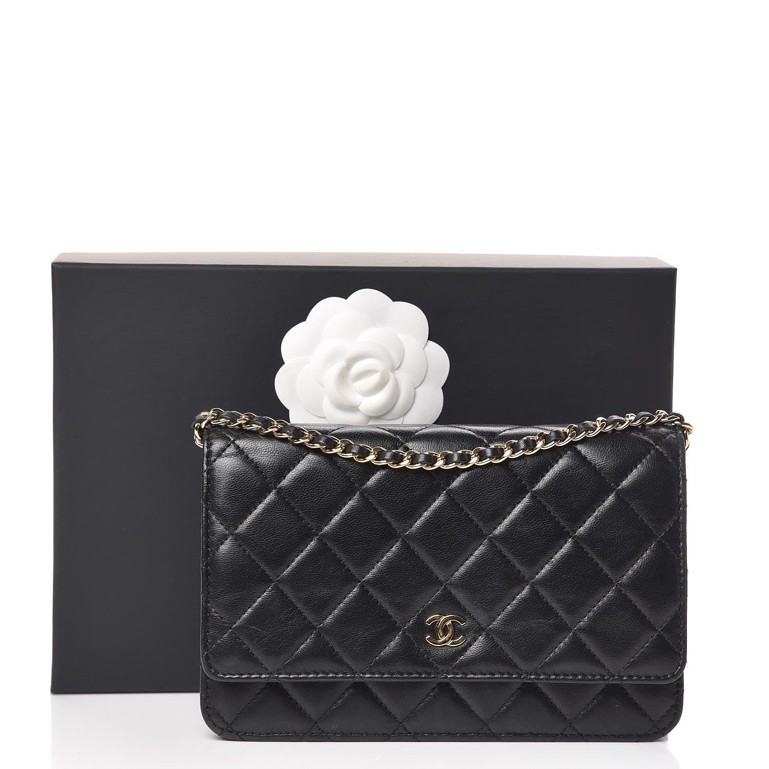Chanel Lambskin Quilted Wallet On Chain WOC Black 12 of 12