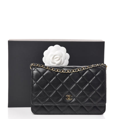 Chanel Lambskin Quilted Wallet On Chain WOC Black 12 of 12