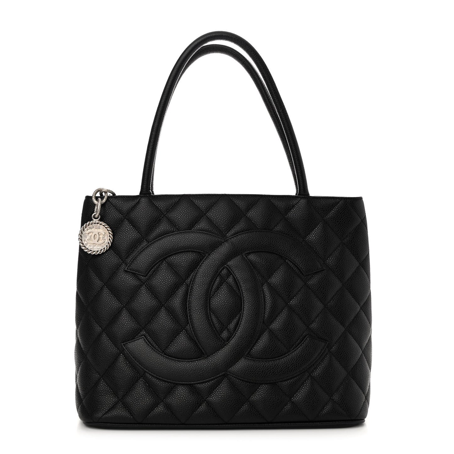 Caviar Quilted Medallion Tote Black
