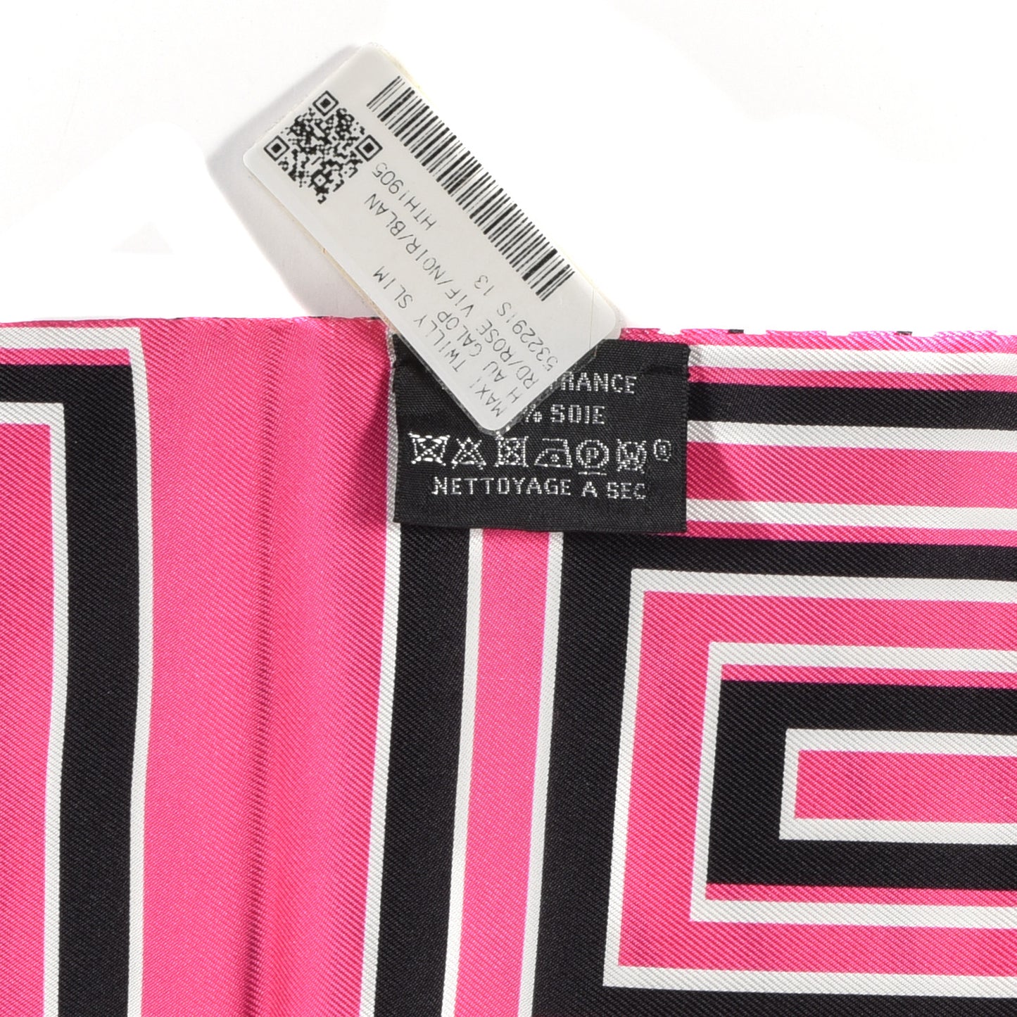 Silk H Au Galop Maxi Twilly Slim Rose Vif Black White