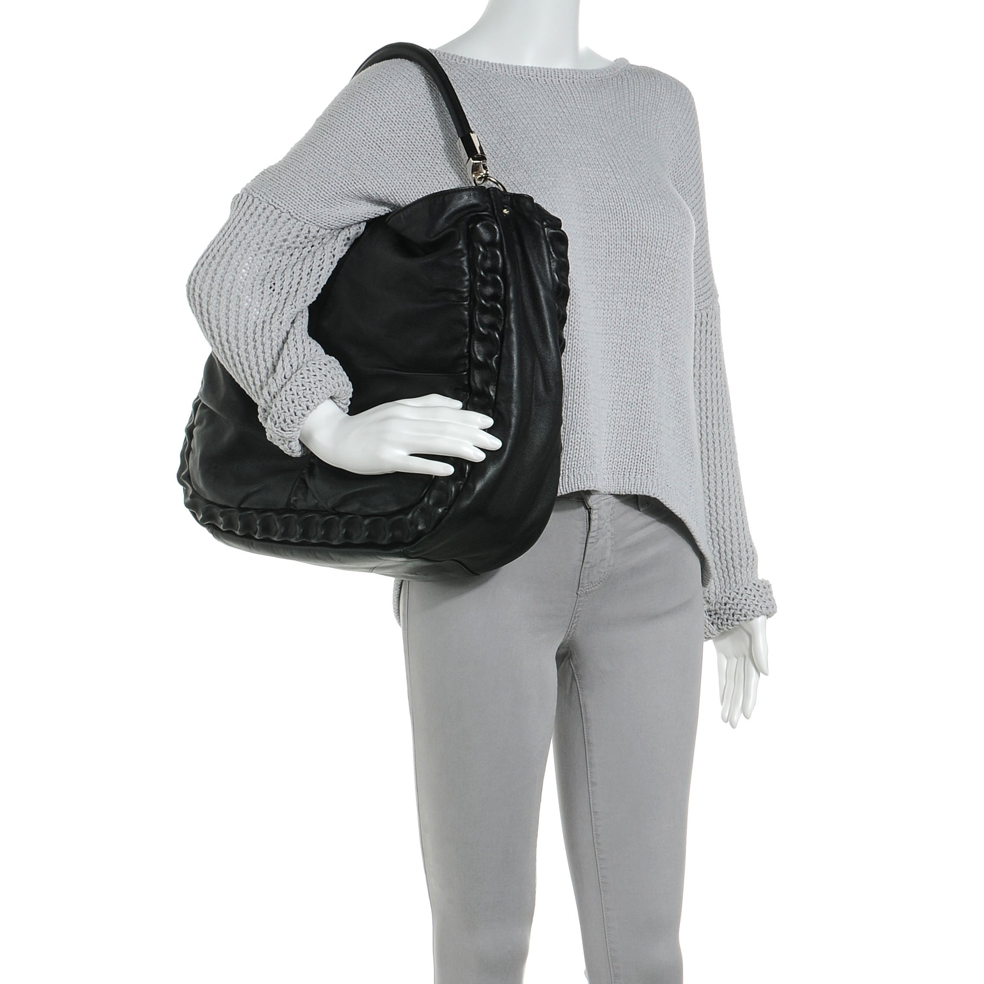 Saint Laurent Leather Large Roady Covered Chain Hobo Black 2 of 8