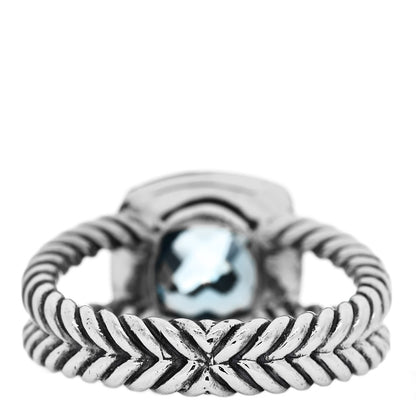 David Yurman Sterling Silver Diamond Blue Topaz 7mm Petite Albion Ring 52 6 4 of 5