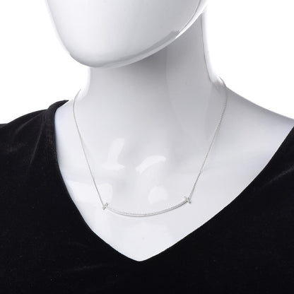 Tiffany 18K White Gold Diamond T Smile Pendant Necklace 2 of 7