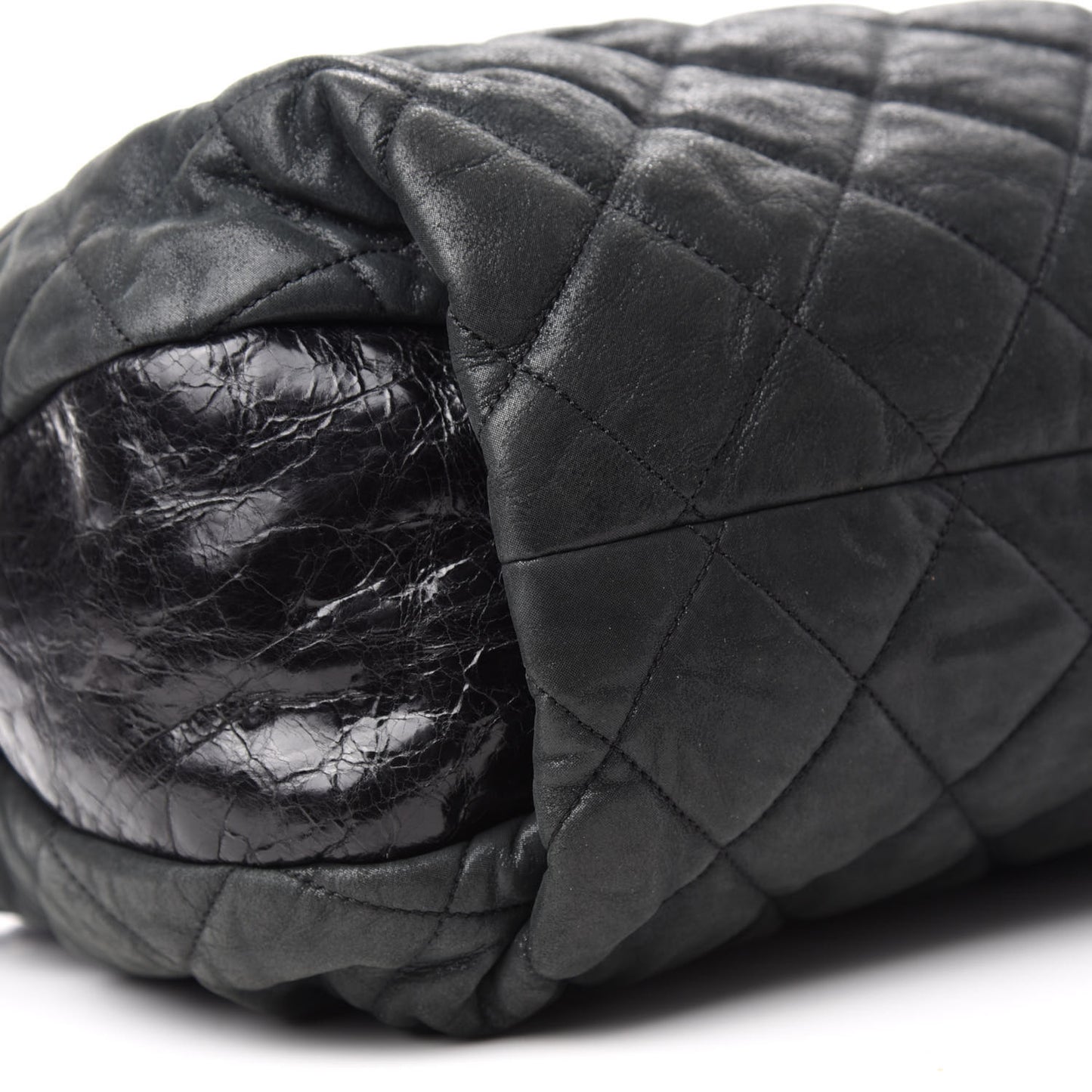 Iridescent Calfskin Quilted Coco Daily Dark Grey
